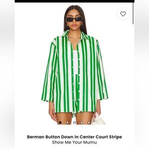 Show Me Your MuMu Green and White Striped Swim Coverup